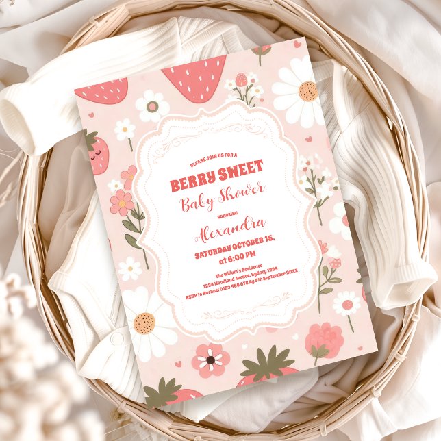Invitación Cute Berry Sweet Pink Coquette Baby Shower (Subido por el creador)