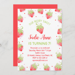 Invitación Cute Berry Sweet Red Strawberries Cumpleaños