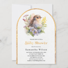 Invitación Cute Bird Floral Spring Baby Shower