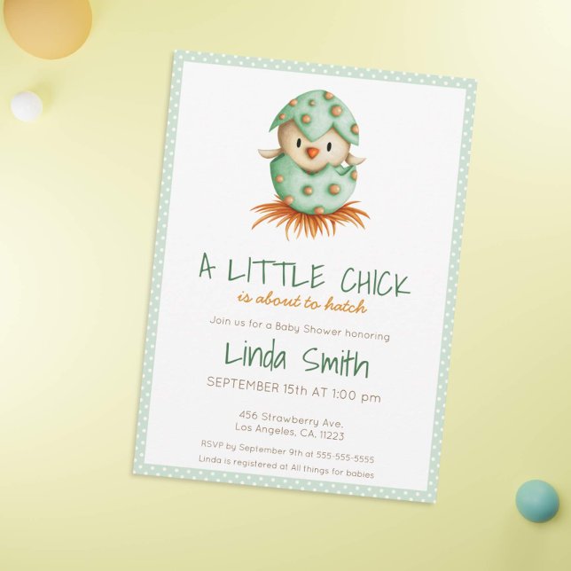 Invitación Cute Bird Hatching Green Neutral Baby Shower (Subido por el creador)