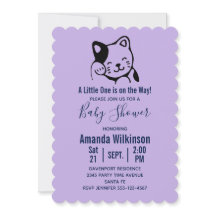 Cute Black and White Cat Waving - Baby Shower