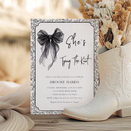 Invitación Cute Black Bow She's Tying The Knot Bridal Shower