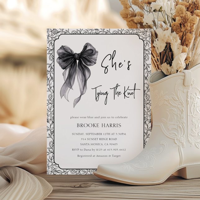 Invitación Cute Black Bow She's Tying The Knot Bridal Shower (Subido por el creador)