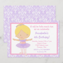 Cute Blonde Ballerina y Purple Damask