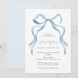 Invitación Cute Blue Bow Baby Shower invitation