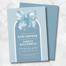 Cute Blue Bow Boy Baby Shower