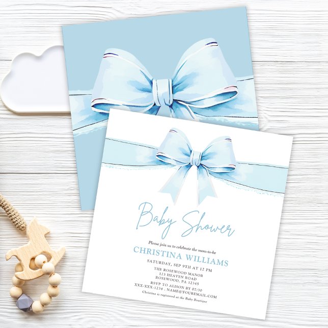 Invitación Cute Blue Bow Boy Baby Shower (Subido por el creador)