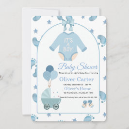 Invitación Cute Blue Boy Baby Shower Invitation