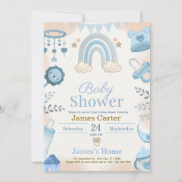 Invitación Cute Blue Boy Baby Shower Invitation
