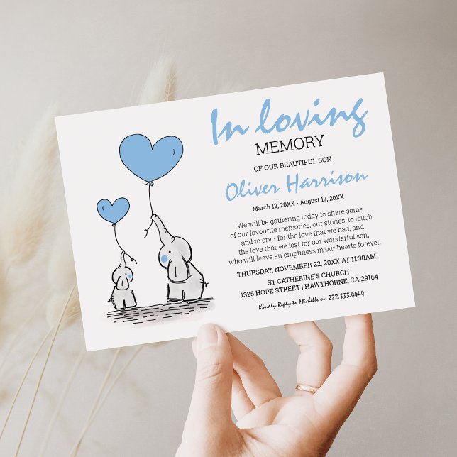 Invitación Cute Blue Children's en el funeral de la memoria a (Subido por el creador)