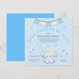 Invitación Cute Blue Elephant Baby Shower Por Correo