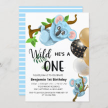 Cute Blue Koala Wild One Boy First Birday Party