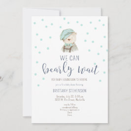 Invitación Cute Blue Woodland Vintage Teddy Bear Baby Shower