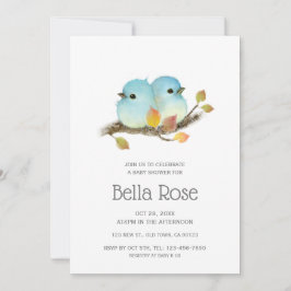 Invitación Cute Bluebirds Bird Baby Shower