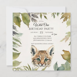 Invitación Cute Bobcat Wild One Primer Fiesta de cumpleaños