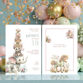 Invitación Cute Boho Animal Birthday Party