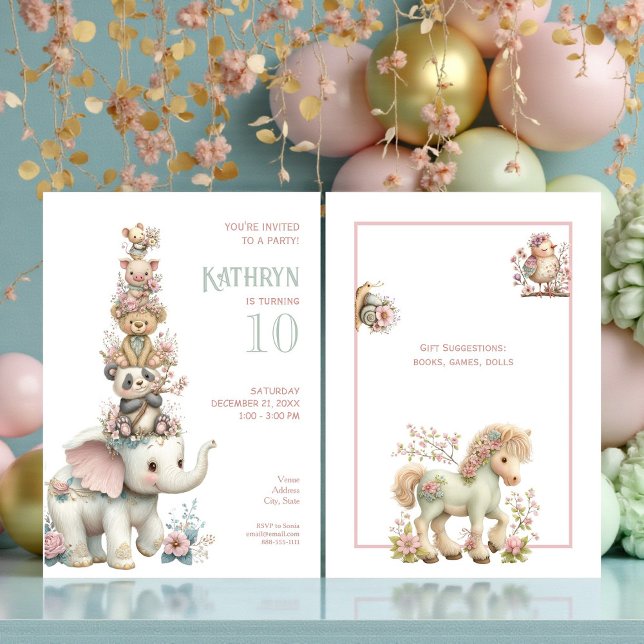 Invitación Cute Boho Animal Birthday Party (Subido por el creador)