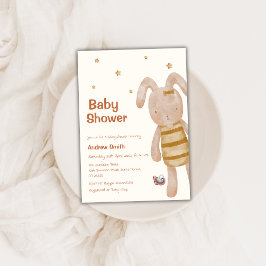 Invitación Cute Boho Bunny Toy Baby Shower