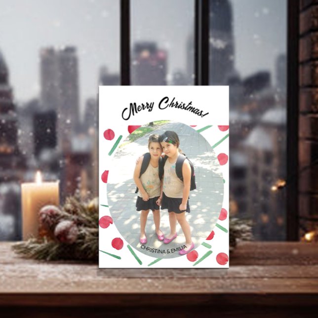 Invitación Cute Boho Candy Cane Una Foto (Subido por el creador)
