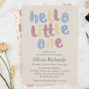 Invitación Cute Boho Hello Little One Baby Shower
