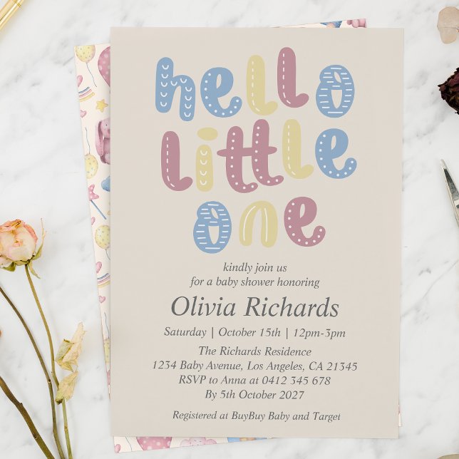 Invitación Cute Boho Hello Little One Baby Shower (Subido por el creador)