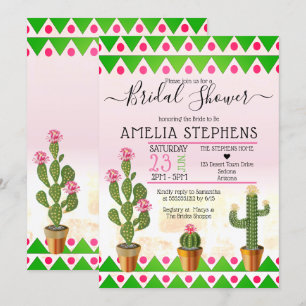 Invitación Cute Boho Moda Cactus Tribal Bridal Shower