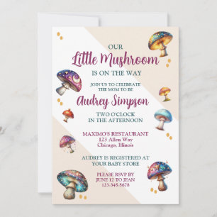 Invitación Cute boho mushrooms Baby Shower