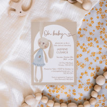 Cute Boho Oh Baby Bunny Baby Shower