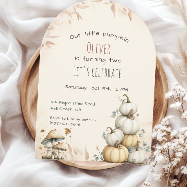 Invitación Cute boho Otoño Nuestro pequeño cumpleaños de cala (Subido por el creador)