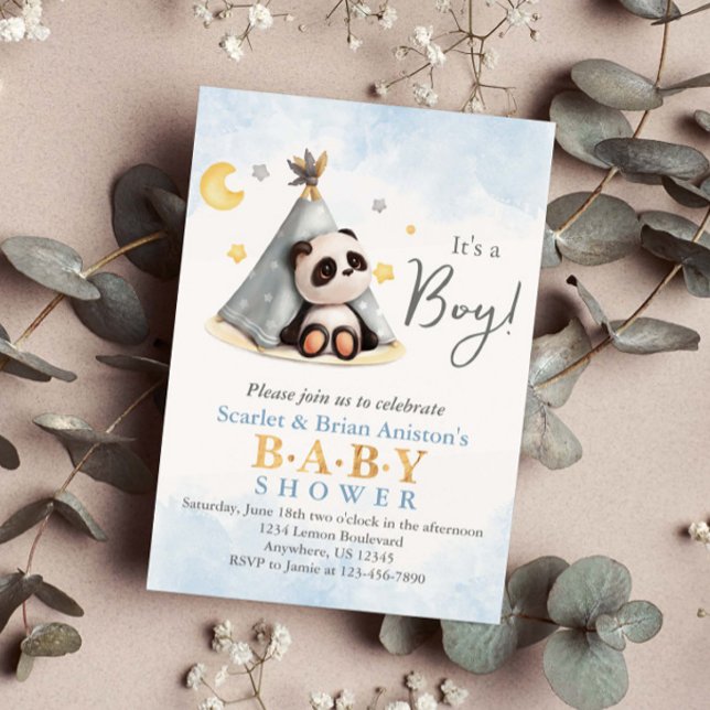 Invitación Cute Boho Panda en la tienda de Baby Shower (Subido por el creador)