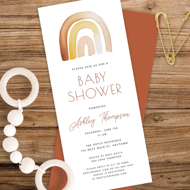 Invitación Cute Boho Rainbow Gender Neutral Baby Shower (Subido por el creador)