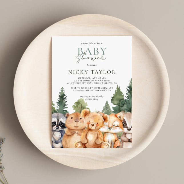 Invitación Cute Boho Woodland Animals Baby Shower (Subido por el creador)