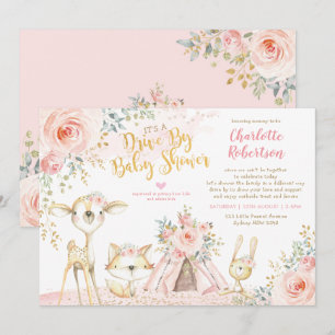 Invitación Cute Boho Woodland Drive De Chica Baby Shower