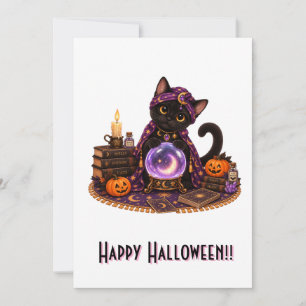 Invitación Cute Bombay Cat Fortune Teller Halloween
