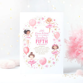 Invitación Cute Bonito Ballerinas Ballet Fiesta de Cumpleaños