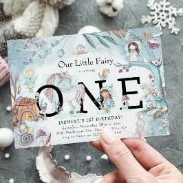 Invitación Cute Bosque De Invierno Hada Navidad Cumpleaños 1