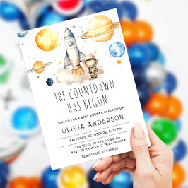 Invitación Cute Boy Astronauta Space Baby Shower