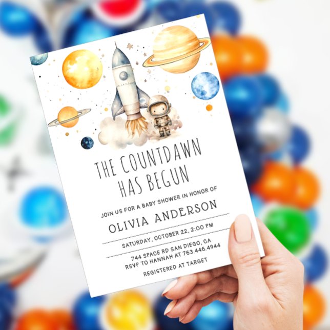 Invitación Cute Boy Astronauta Space Baby Shower (Subido por el creador)