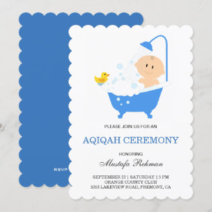 Invitación Cute Boy Bubble Bath Aqiqah