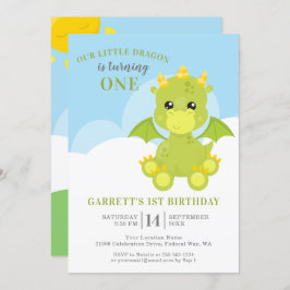 Invitación Cute Boy Dragon 1er cumpleaños