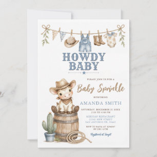 Invitación Cute Boy Howdy Baby Vaquero Baby Sprinkle