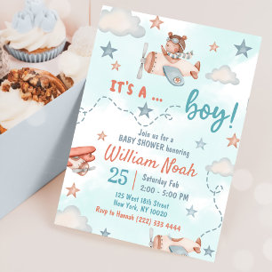 Invitación Cute Boy's Airplane Baby Shower Party