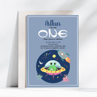 Cute Boys Blue Space Alien Galaxy 1er cumpleaños