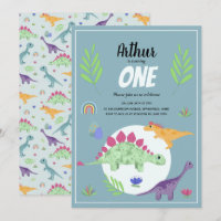 Cute Boys Blue T-Rex Dinosaur Jungle Primer cumple
