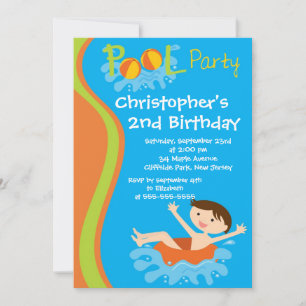 Invitación Cute Boys Pool Party Birthday Party Invitations