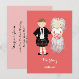 Invitación Cute Bride y Groom Boda escocés