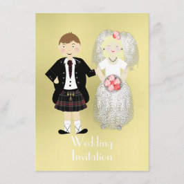 Invitación Cute Bride y Groom Boda escocés