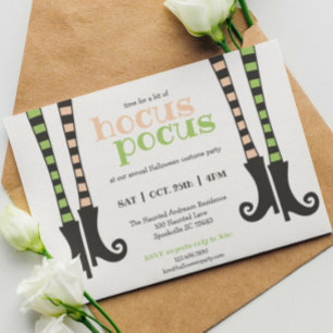 Invitación Cute Brujas Leggings & Boots Hocus Pocus Halloween