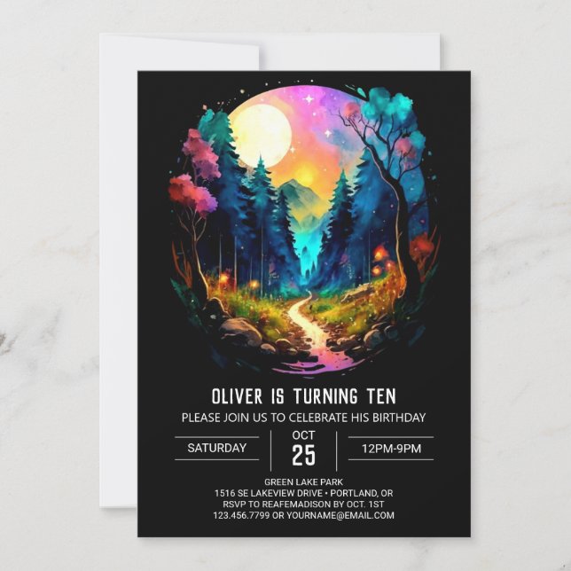 Invitación Cute Brushwood en el cumpleaños de Woods (Anverso)