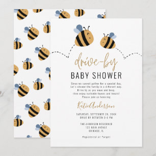 Invitación Cute Bumble Bee Drive-by Baby Shower